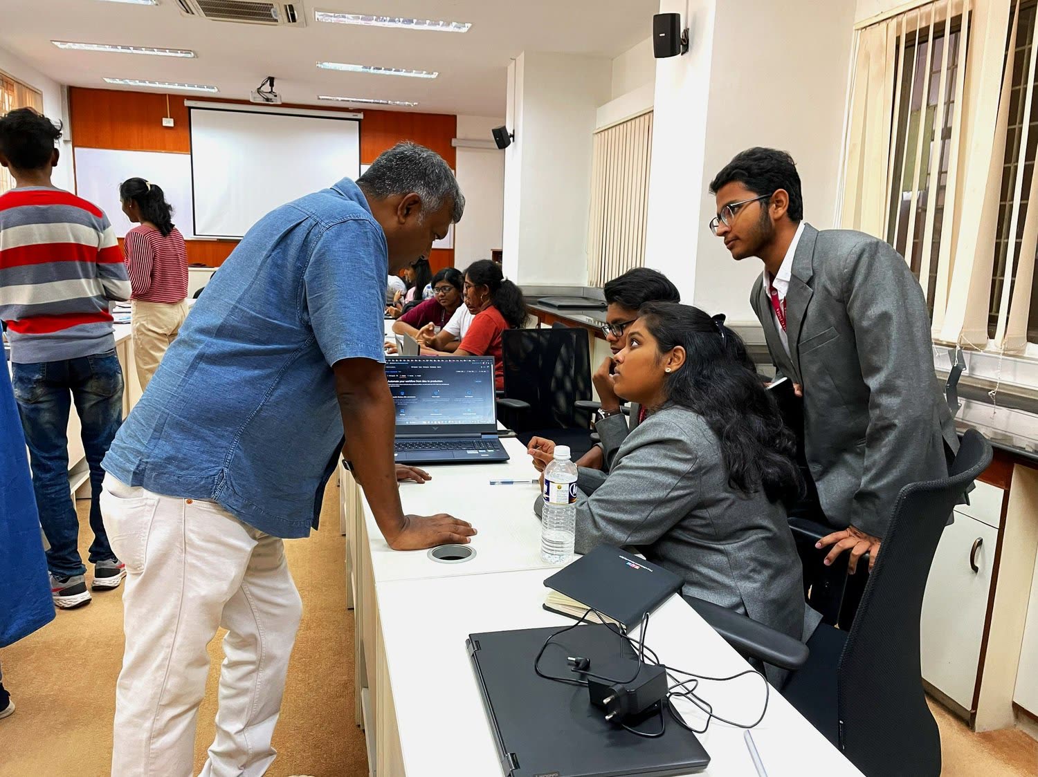 Interns working with the team
